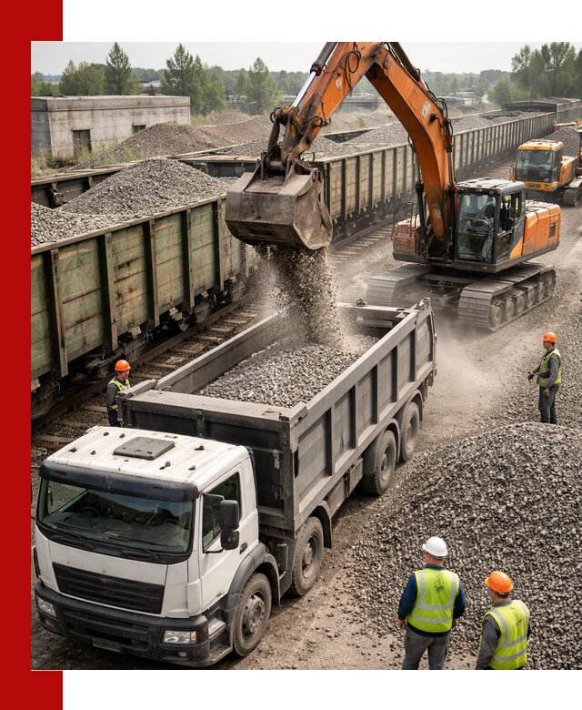 Железнодорожный щебень фракция 25–60 для поставок в Конаково