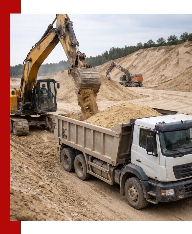 Доставка карьерного песка с самосвалами и разгрузкой в Конаково