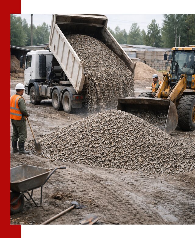 Мытый гравий с доставкой в Конаково от карьера до участка