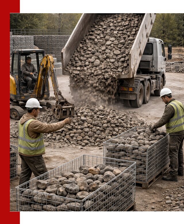 Камень для габионов фракция 100–201 в Конаково