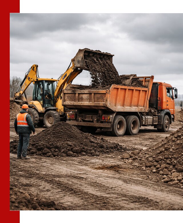 Вывоз грунта и строительного мусора в Конаково грузовыми самосвалами