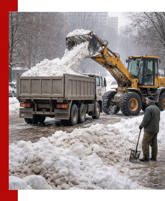 Вывоз снега грузовой техникой в Конаково оперативно и чисто