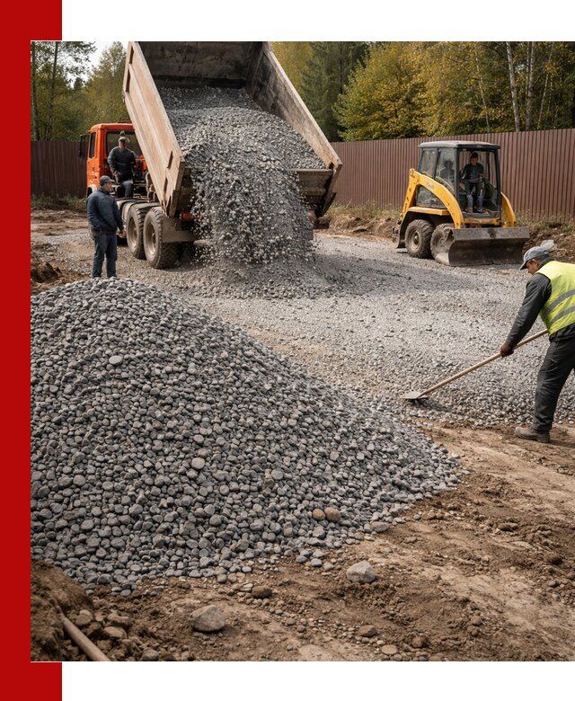Отсыпка участка щебнем с доставкой и уплотнением в Конаково