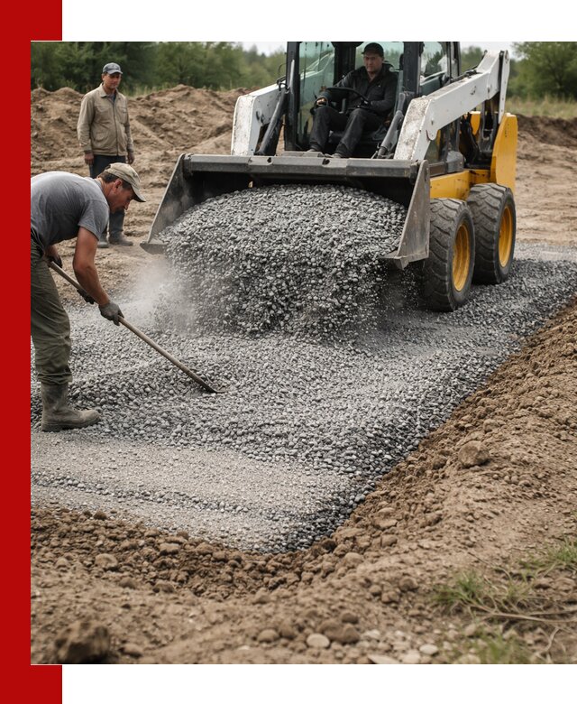 Устройство щебеночной подушки в Конаково для дорог и фундаментов